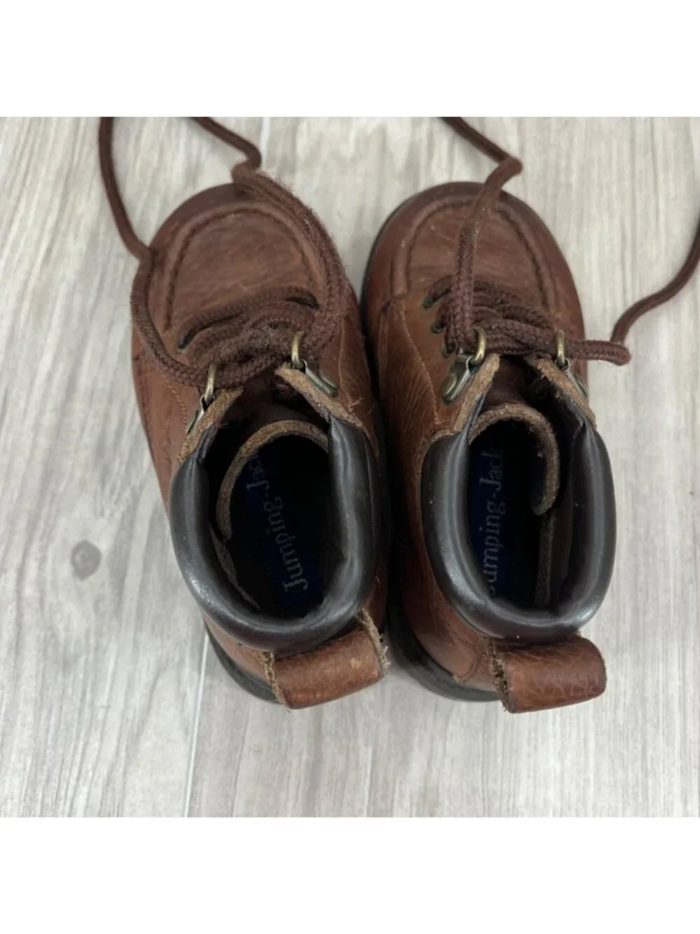 Jumping Jacks Boots Kids Toddler 6.5 M Vintage Brown Leather Moc Toe Work Boots